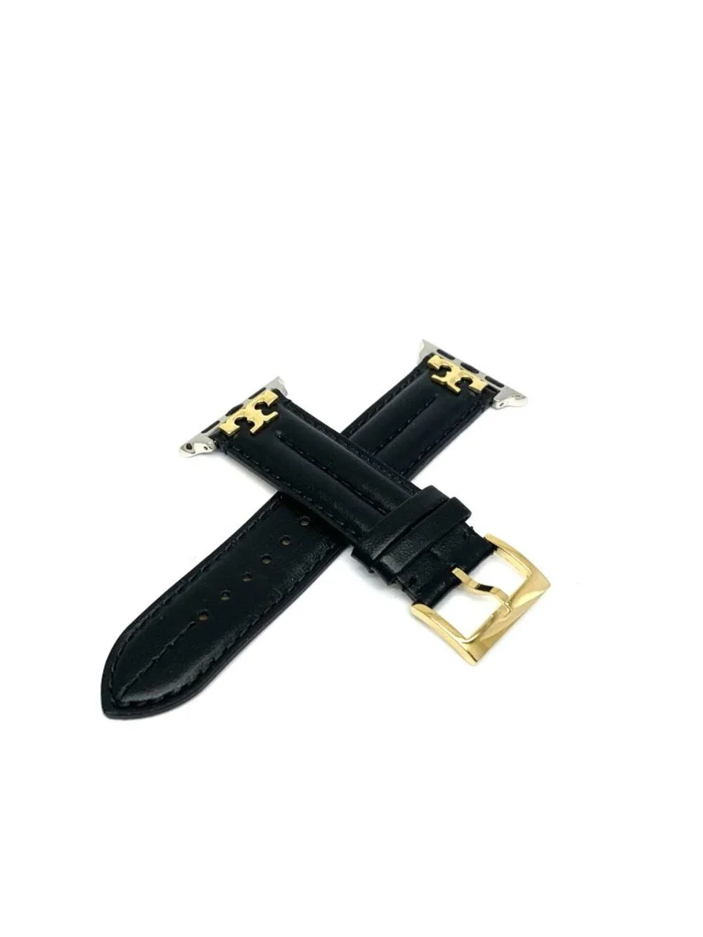 Tory Burch Apple Watch Band Case Size 38-46mm Black Leather Strap TBS0107E